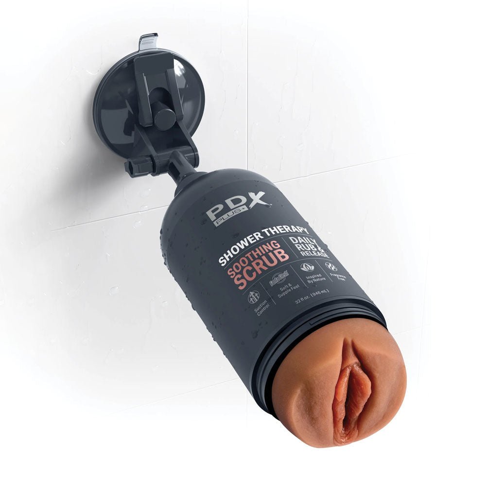 Pdx plus - shower therapy - soothing scrub - tan - realistic vagina - Product top view  | Flirtybay